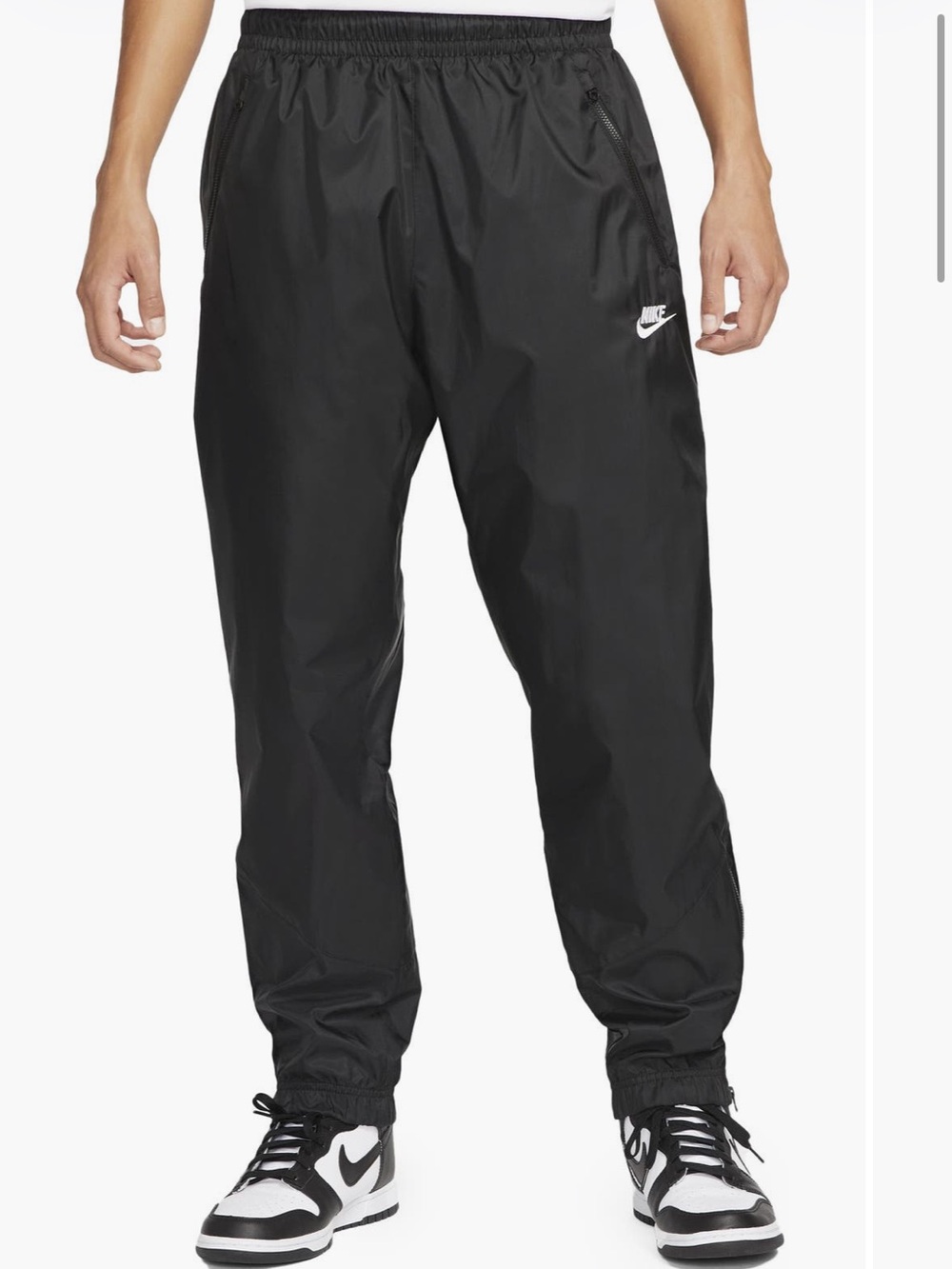 Nike Black Men's Windrunner Joggers with White Swoosh